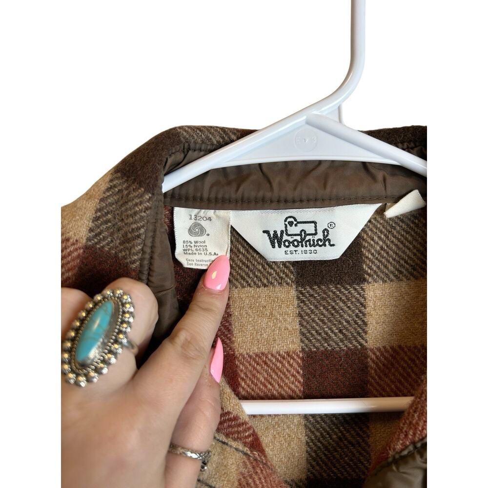 Vintage Woolrich Men’s Wool 70s Plaid Rust Shacket Size Medium - Picture 2 of 4